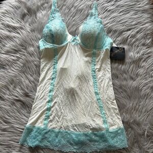 Seductivewear By Cinema Etoile Lingerie‎ Set Slip Women Size Medium White Blue